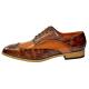 Antonio Cerrelli Whisky / Cognac Alligator Print Vegan Leather Wingtip Oxford Shoes 6839